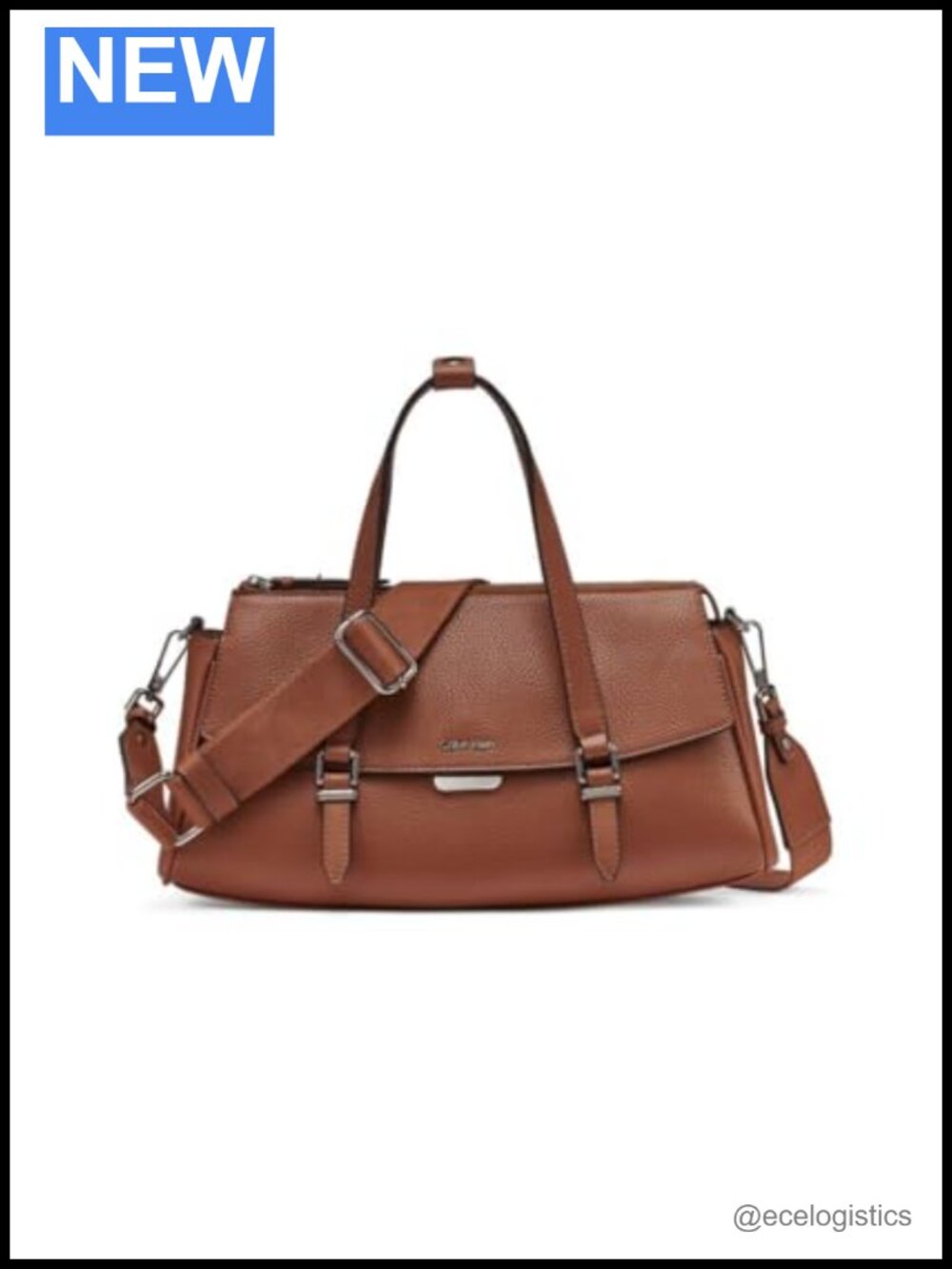 Vegan Leather Satchel Bag with Crossbody Strap and Multiple Pockets